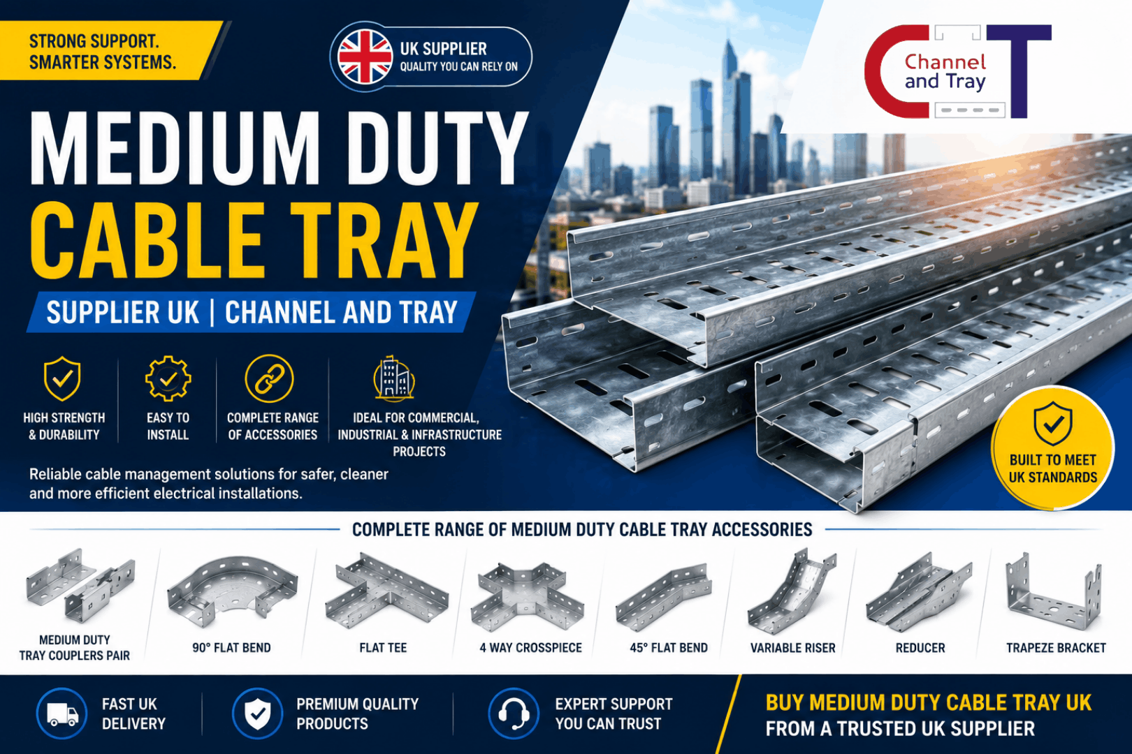 Medium Duty Cable Tray Supplier UK Channel and Tray